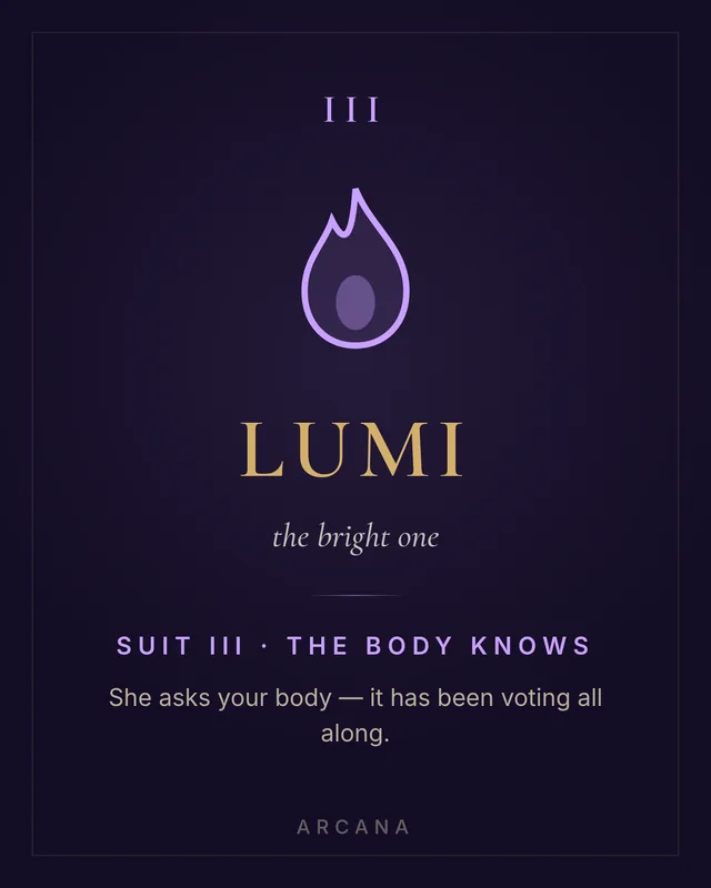 Lumi emblem card — suit III, The Body Knows