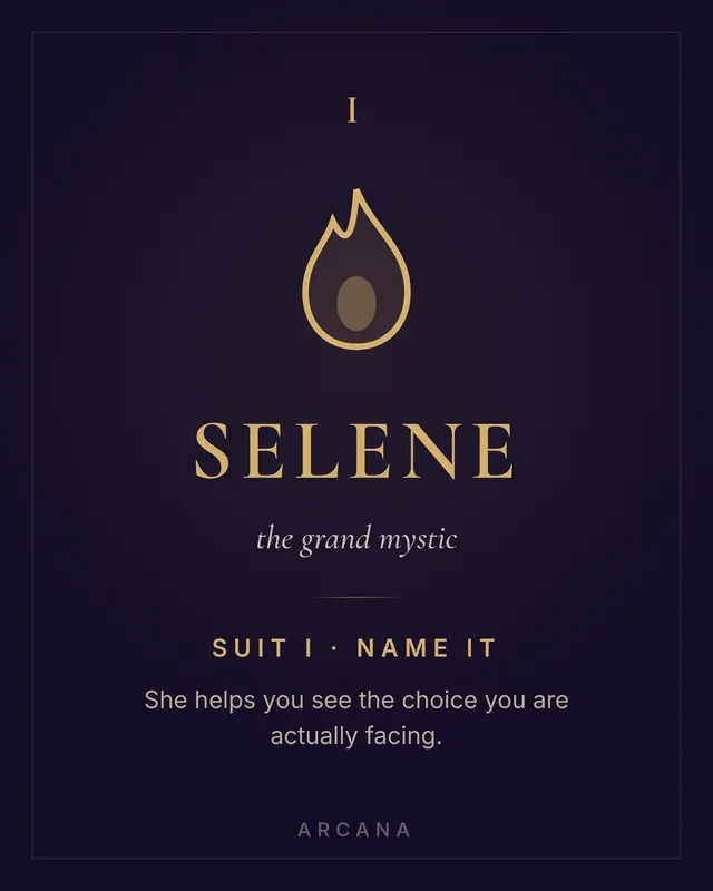 Selene emblem card — suit I, Name It