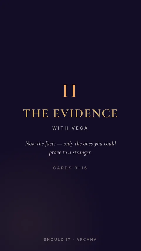 Suit II divider, Vega — The Evidence