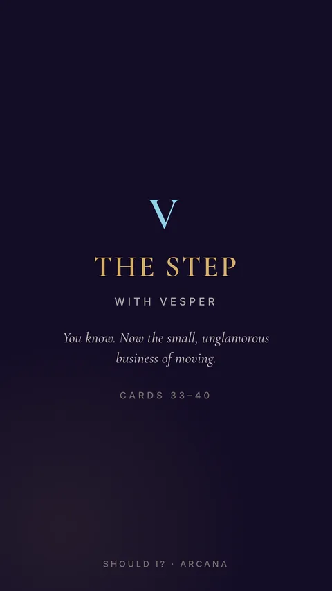 Suit V divider, Vesper — The Step